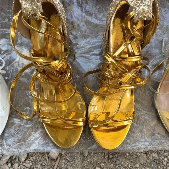 SHEIN Shoes - SHEIN Glittering Gold Strappy Heels